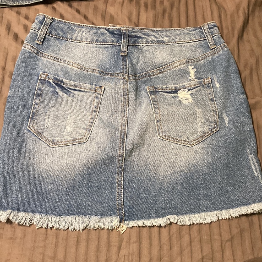 Wild Fable Denim Jean Mini Skirt Factory Distressed sz 9 - Picture 6 of 12